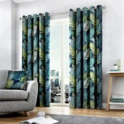 Fusion Tropical Teal Eyelet Curtains 7 Fusion Tropical Teal Eyelet Curtains -Dunelm Shop 30756795 alt01