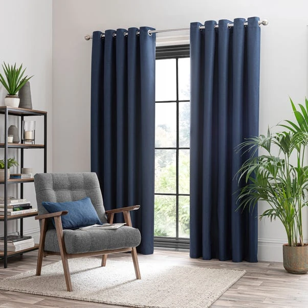 Dunelm Montreal Thermal Blackout Ultra Navy Eyelet Curtains 4 Dunelm Montreal Thermal Blackout Ultra Navy Eyelet Curtains - Image 2