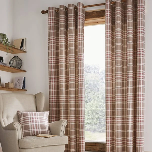 Catherine Lansfield Tweed Woven Check Natural Eyelet Curtains 4 Catherine Lansfield Tweed Woven Check Natural Eyelet Curtains - Image 2