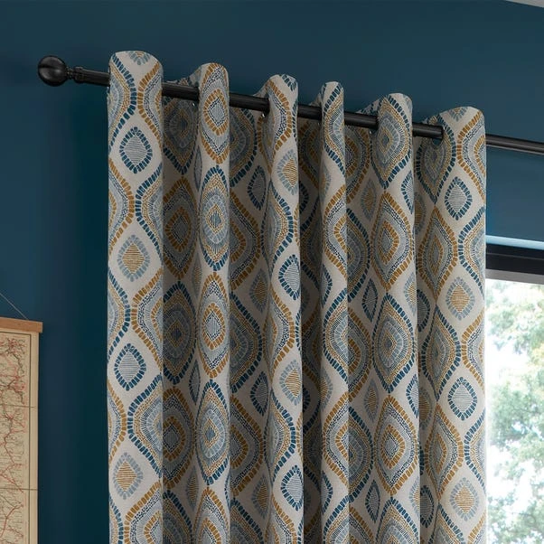 Pineapple Elephant Ziri Teal Eyelet Curtains 3 Pineapple Elephant Ziri Teal Eyelet Curtains