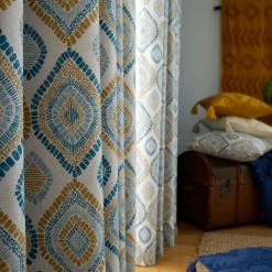 Pineapple Elephant Ziri Teal Eyelet Curtains 11 Pineapple Elephant Ziri Teal Eyelet Curtains -Dunelm Shop 30758579 alt03