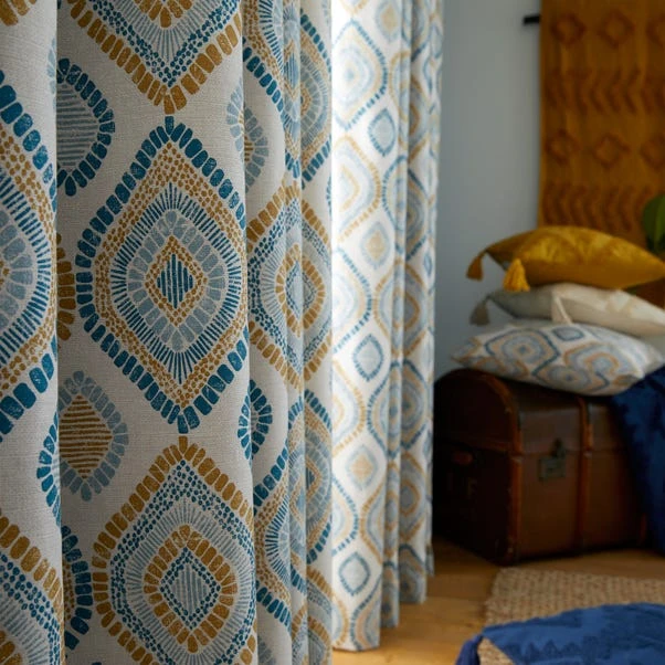 Pineapple Elephant Ziri Teal Eyelet Curtains 6 Pineapple Elephant Ziri Teal Eyelet Curtains - Image 4