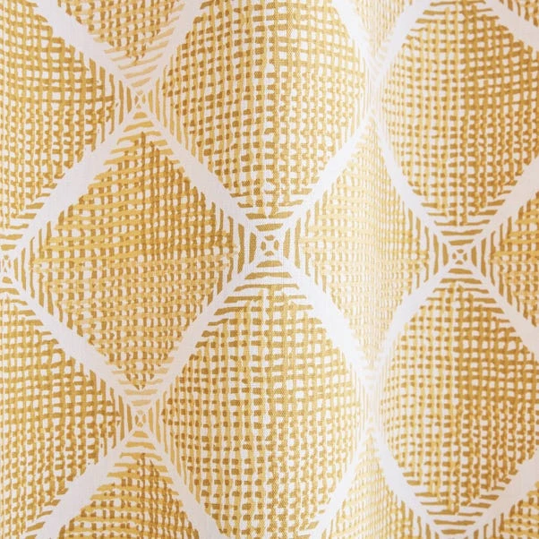 Catherine Lansfield Geo Textured Diamond Ochre Eyelet Curtains 5 Catherine Lansfield Geo Textured Diamond Ochre Eyelet Curtains - Image 3