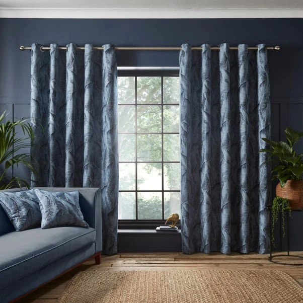 Dunelm Malawi Navy Eyelet Curtains 4 Dunelm Malawi Navy Eyelet Curtains - Image 2