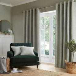 Churchgate Swithland Herringbone Sage Eyelet Curtains