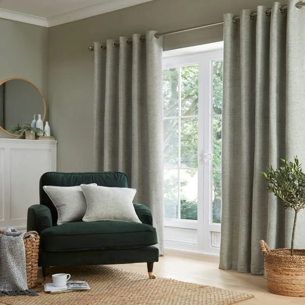Churchgate Swithland Herringbone Sage Eyelet Curtains 3 Churchgate Swithland Herringbone Sage Eyelet Curtains