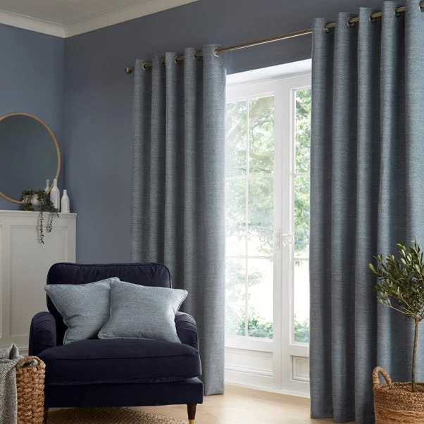 Churchgate Swithland Herringbone Ashley Blue Eyelet Curtains 3 Churchgate Swithland Herringbone Ashley Blue Eyelet Curtains