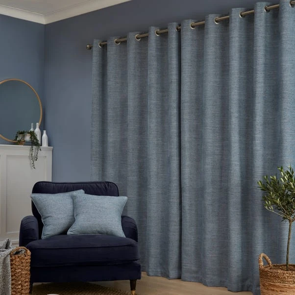 Churchgate Swithland Herringbone Ashley Blue Eyelet Curtains 7 Churchgate Swithland Herringbone Ashley Blue Eyelet Curtains - Image 5
