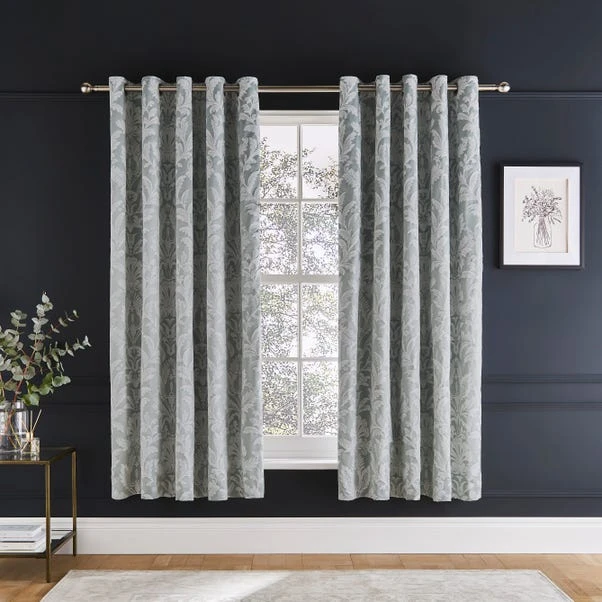 Dorma Florence Dusky Green Blackout Eyelet Curtains 4 Dorma Florence Dusky Green Blackout Eyelet Curtains - Image 2