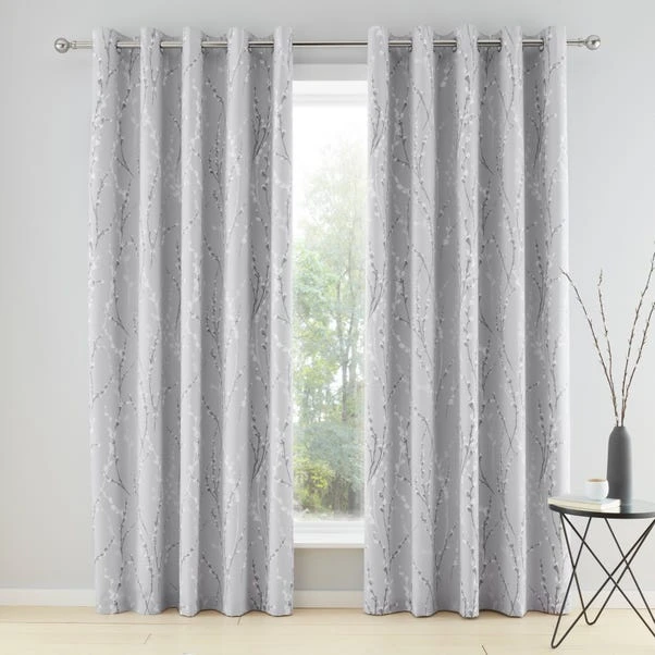 Dunelm Belle Grey Blackout Eyelet Curtains 4 Dunelm Belle Grey Blackout Eyelet Curtains - Image 2