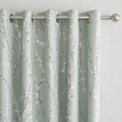 Dunelm Belle Sage Blackout Eyelet Curtains