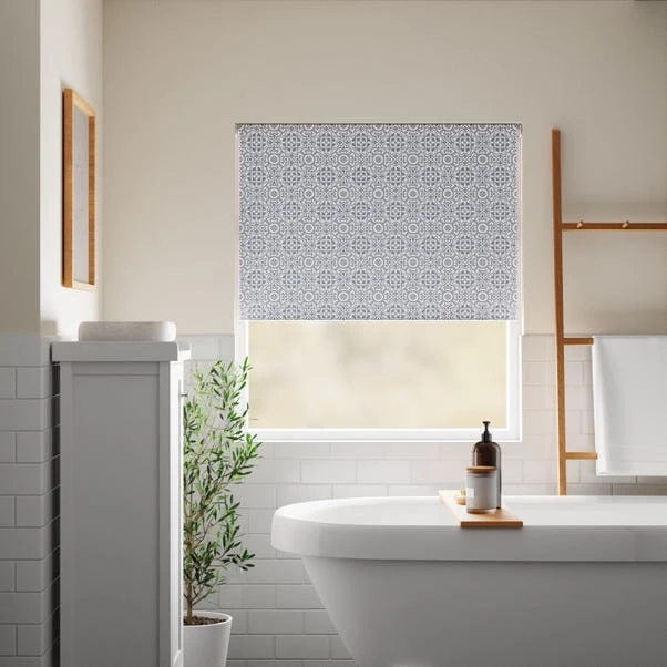 Dunelm Purity Tile Blue Moisture Resistant Daylight Roller Blind 3 Dunelm Purity Tile Blue Moisture Resistant Daylight Roller Blind