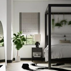 Dunelm Luna Bordered Mid Grey And Charcoal Roman Blind