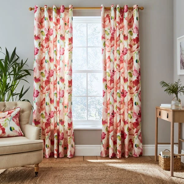 Dunelm Watercolour Floral Multi Eyelet Curtains 4 Dunelm Watercolour Floral Multi Eyelet Curtains - Image 2