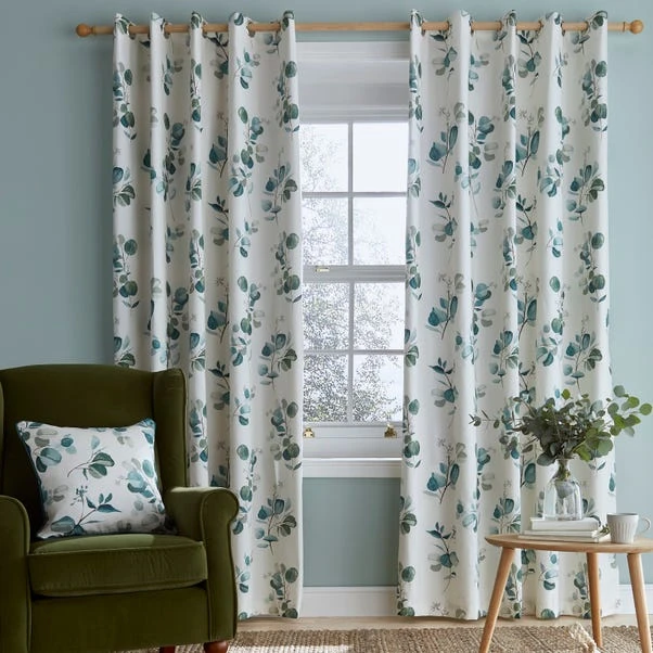 Dunelm Eucalyptus Green Eyelet Curtain 4 Dunelm Eucalyptus Green Eyelet Curtain - Image 2