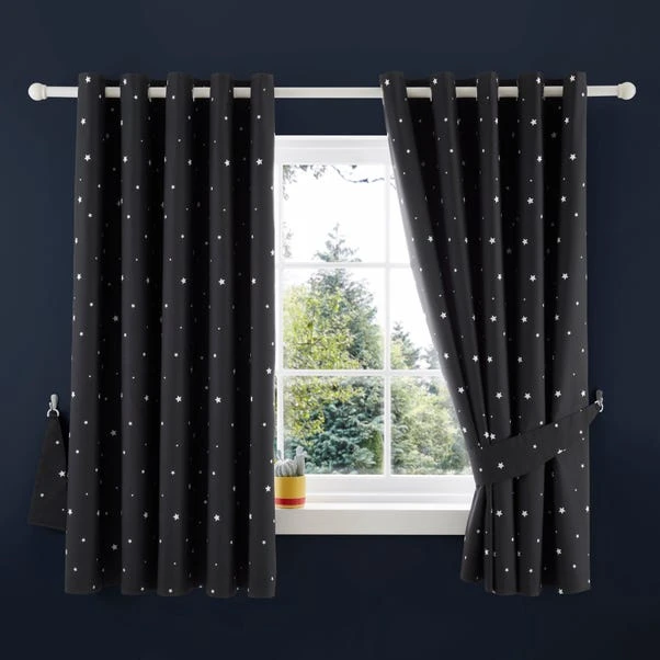 Dunelm Black Outer Space Stars Thermal Blackout Eyelet Curtains 4 Dunelm Black Outer Space Stars Thermal Blackout Eyelet Curtains - Image 2