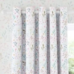 Dunelm Unicorn Enchanted White Floral Thermal Blackout Eyelet Curtains