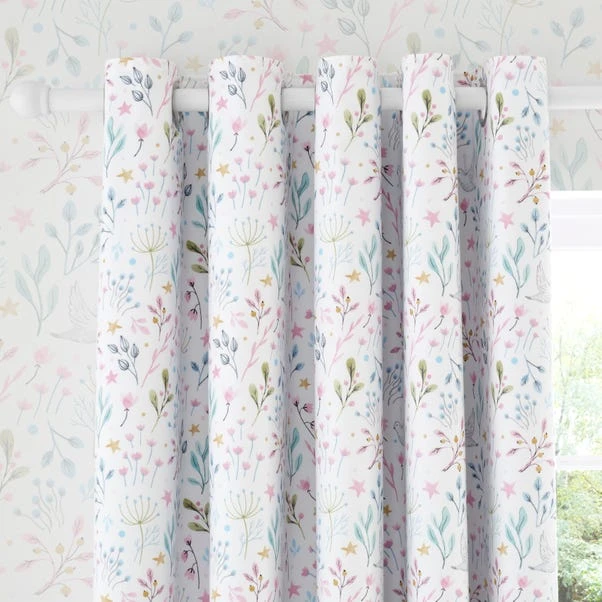 Dunelm Unicorn Enchanted White Floral Thermal Blackout Eyelet Curtains 3 Dunelm Unicorn Enchanted White Floral Thermal Blackout Eyelet Curtains