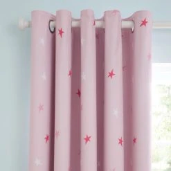 Dunelm Pink Unicorn Stars Blackout Eyelet Curtains