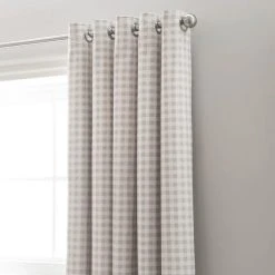 Dunelm Gingham Natural Blackout Eyelet Curtains