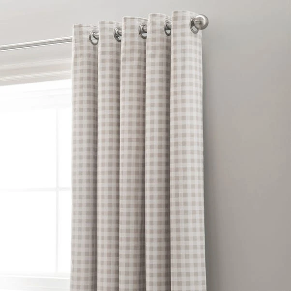 Dunelm Gingham Natural Blackout Eyelet Curtains 3 Dunelm Gingham Natural Blackout Eyelet Curtains