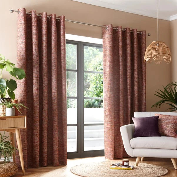 Dunelm Kala Red Eyelet Curtains 4 Dunelm Kala Red Eyelet Curtains - Image 2