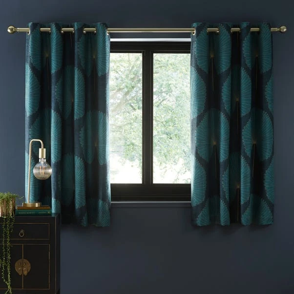 Dunelm Oriental Fan Bottle Green Eyelet Curtains 7 Dunelm Oriental Fan Bottle Green Eyelet Curtains - Image 5