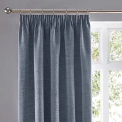 Churchgate Swithland Herringbone Ashley Blue Pencil Pleat Curtains