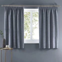 Churchgate Swithland Herringbone Ashley Blue Pencil Pleat Curtains 12 Churchgate Swithland Herringbone Ashley Blue Pencil Pleat Curtains -Dunelm Shop 30768945 alt05