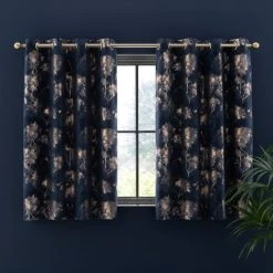 Dunelm Velour Tree Print Navy Eyelet Curtains 12 Dunelm Velour Tree Print Navy Eyelet Curtains -Dunelm Shop 30769160 alt05