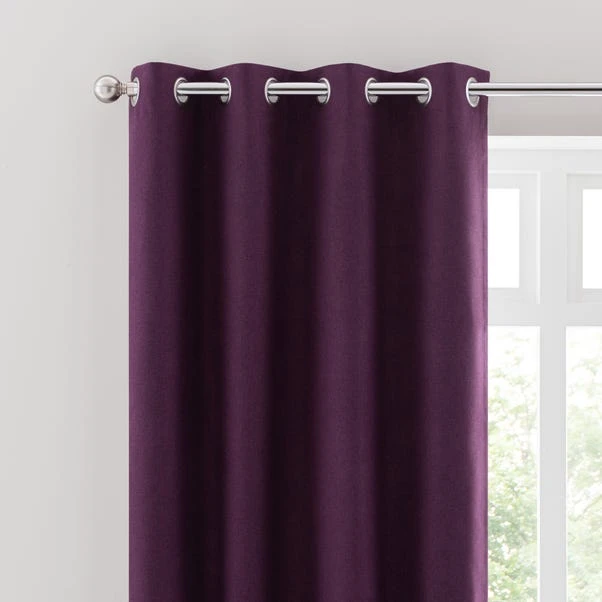Dunelm Luna Brushed Aubergine Blackout Eyelet Curtains 3 Dunelm Luna Brushed Aubergine Blackout Eyelet Curtains