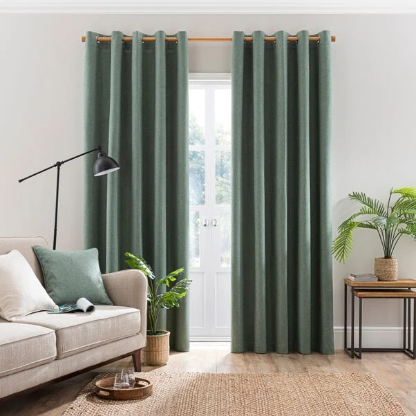 Dunelm Luna Brushed Lilypad Blackout Eyelet Curtains 4 Dunelm Luna Brushed Lilypad Blackout Eyelet Curtains - Image 2