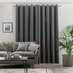 Dunelm Ultra Blackout Touch Of Linen Charcoal Eyelet Curtains 11 Dunelm Ultra Blackout Touch Of Linen Charcoal Eyelet Curtains -Dunelm Shop 30769369 alt04