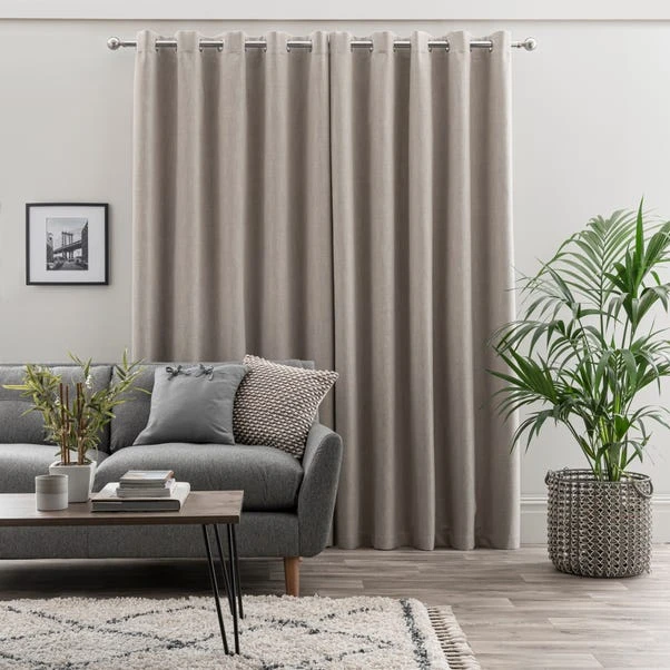 Dunelm Ultra Blackout Touch Of Linen Natural Eyelet Curtains 6 Dunelm Ultra Blackout Touch Of Linen Natural Eyelet Curtains - Image 4