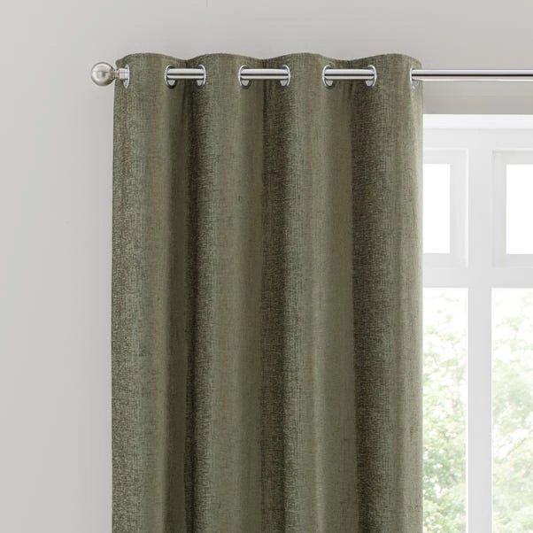 Luxury Collection Chenille Olive Eyelet Curtains 3 Luxury Collection Chenille Olive Eyelet Curtains