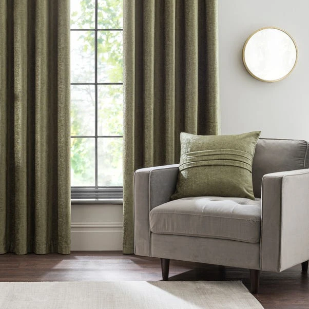 Luxury Collection Chenille Olive Eyelet Curtains 6 Luxury Collection Chenille Olive Eyelet Curtains - Image 4