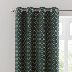 Luxury Collection Chenille Ogee Emerald Eyelet Curtains