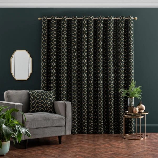 Luxury Collection Chenille Ogee Emerald Eyelet Curtains 6 Luxury Collection Chenille Ogee Emerald Eyelet Curtains - Image 4