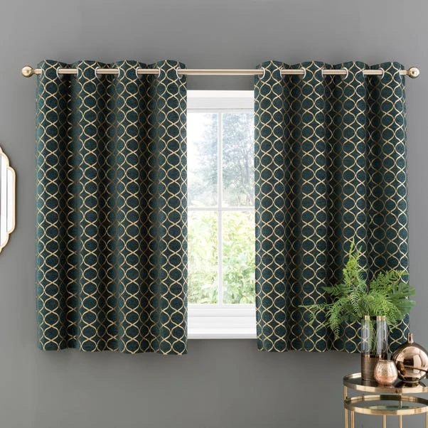 Luxury Collection Chenille Ogee Emerald Eyelet Curtains 7 Luxury Collection Chenille Ogee Emerald Eyelet Curtains - Image 5