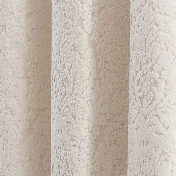 Dunelm Damask Cut Velvet Ivory Eyelet Curtains 5 Dunelm Damask Cut Velvet Ivory Eyelet Curtains - Image 3