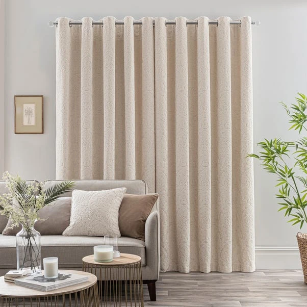 Dunelm Damask Cut Velvet Ivory Eyelet Curtains 7 Dunelm Damask Cut Velvet Ivory Eyelet Curtains - Image 5