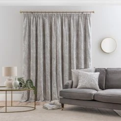 Dunelm Flourish Grey Pencil Pleat Curtains -Dunelm Shop 30769442 alt04