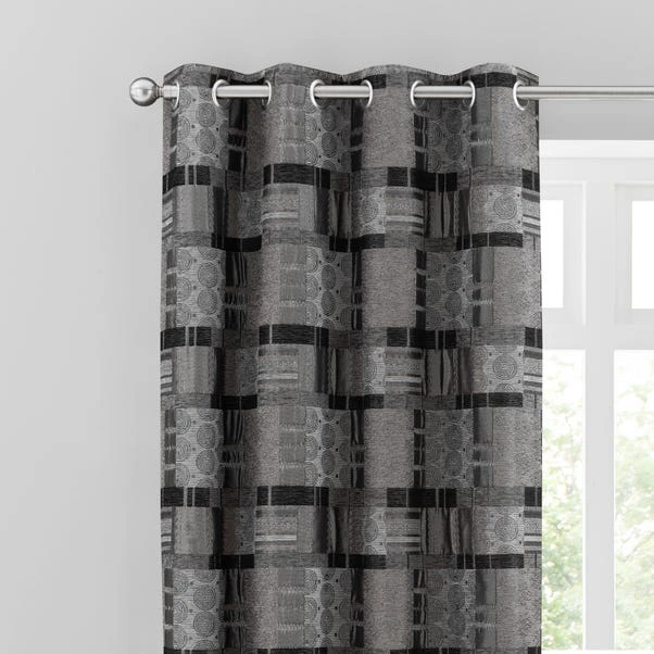 Luxury Collection Prague Chenille Noir Eyelet Curtains 3 Luxury Collection Prague Chenille Noir Eyelet Curtains