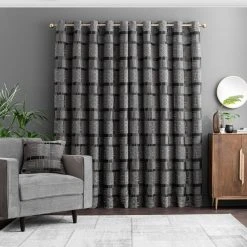 Luxury Collection Prague Chenille Noir Eyelet Curtains 12 Luxury Collection Prague Chenille Noir Eyelet Curtains -Dunelm Shop 30769472 alt04