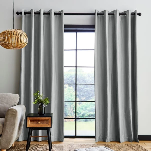 Dunelm Adley 100% Cotton Silver Eyelet Curtains 4 Dunelm Adley 100% Cotton Silver Eyelet Curtains - Image 2