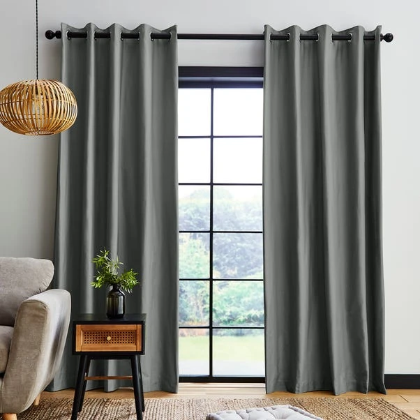 Dunelm Adley 100% Cotton Steeple Grey Eyelet Curtains 4 Dunelm Adley 100% Cotton Steeple Grey Eyelet Curtains - Image 2
