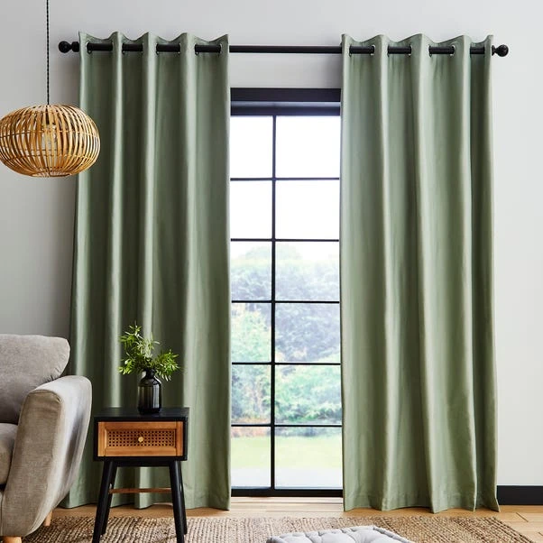 Dunelm Adley 100% Cotton Sage Eyelet Curtains 4 Dunelm Adley 100% Cotton Sage Eyelet Curtains - Image 2
