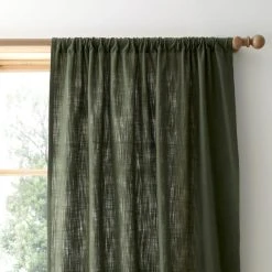 Dunelm Arthur Recycled Olive Slot Top Single Voile Panel