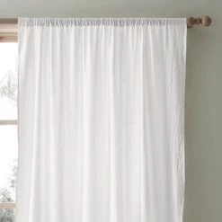 Dunelm Crinkle Cotton White Slot Top Single Voile Panel