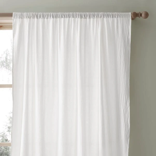 Dunelm Crinkle Cotton White Slot Top Single Voile Panel 3 Dunelm Crinkle Cotton White Slot Top Single Voile Panel